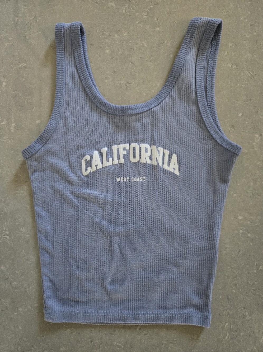 California Graphic Ribbed Tank - Light Blue